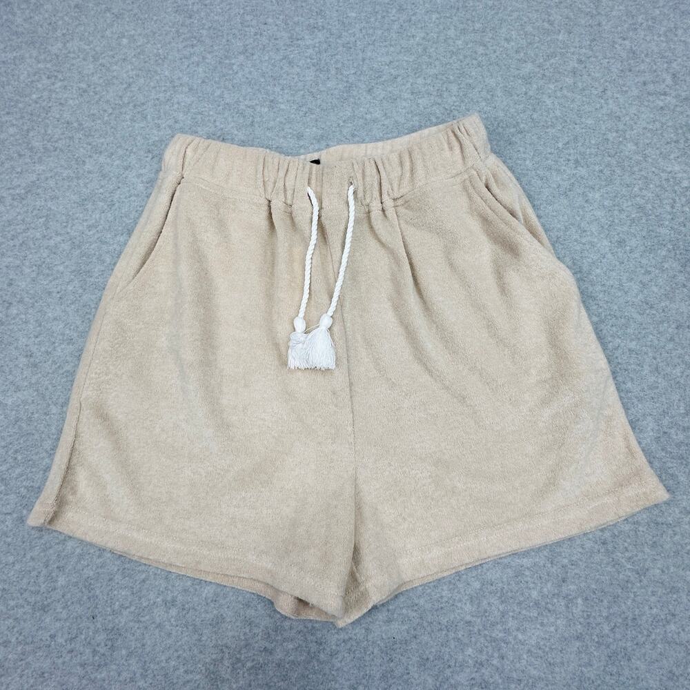 7 For All Mankind Lounge Shorts WMN XS Tan Drawstring 100% Polyester Lightweight